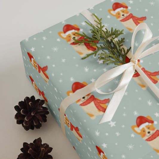 Christmas Corgi Wrapping Paper Sheets