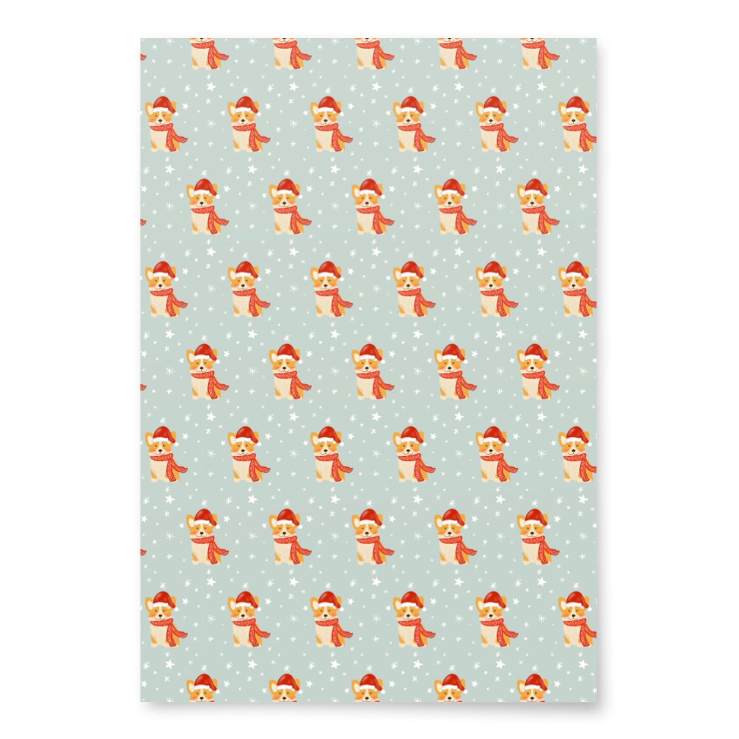 Christmas Corgi Wrapping Paper Sheets