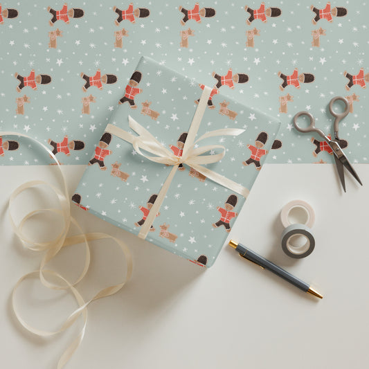 Gingerbread Guard & Corgi Wrapping Paper Sheets