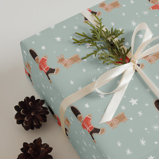 Gingerbread Guard & Corgi Wrapping Paper Sheets
