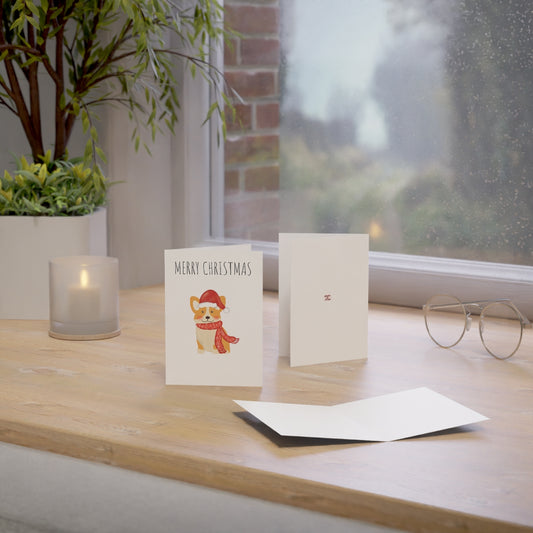 Christmas Corgi Mini Folded Greeting Cards Set (10 Pack)