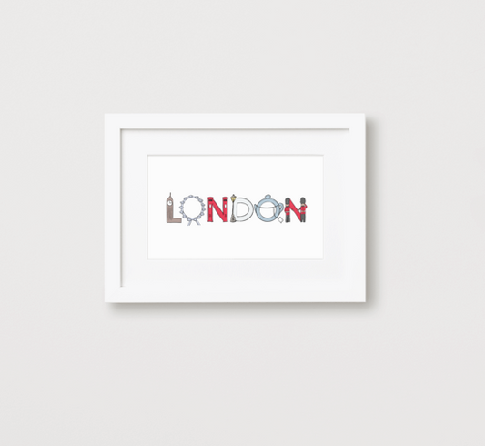 London Landmarks Framed Art Print With White Frame and Mat