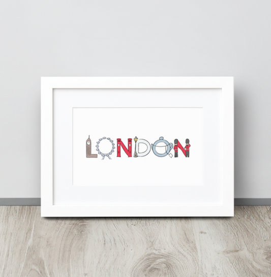 London Landmarks Framed Art Print With White Frame and Mat