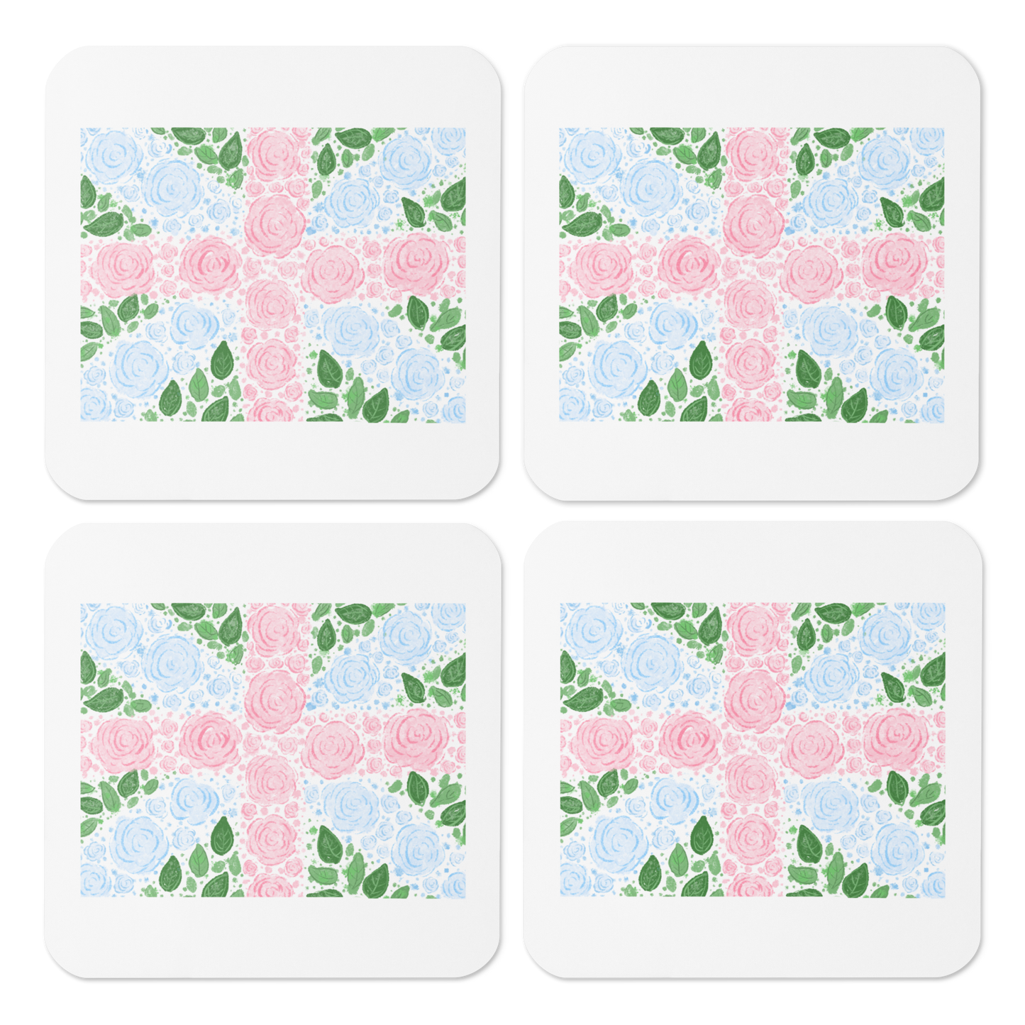 Floral Flag English Rose Coaster (Individual Coaster - 1 Unit)