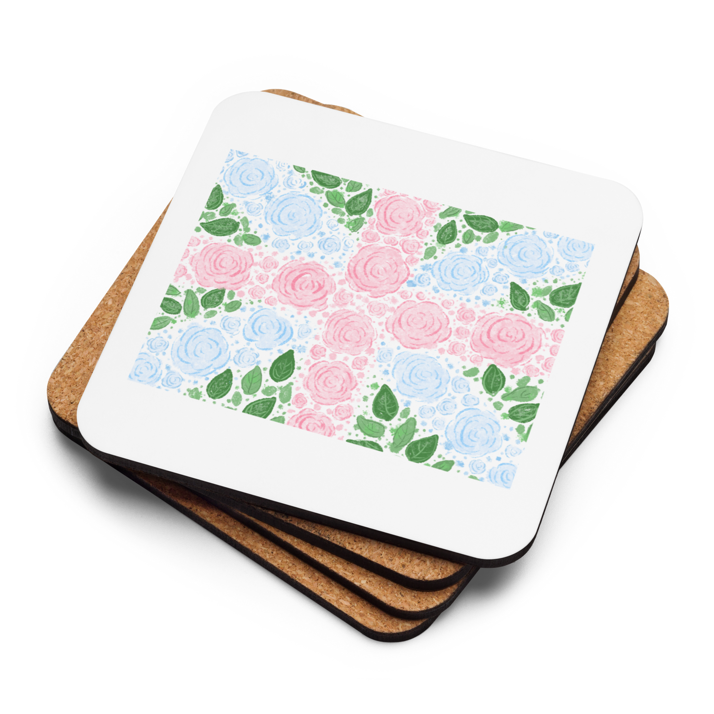 Floral Flag English Rose Coaster (Individual Coaster - 1 Unit)