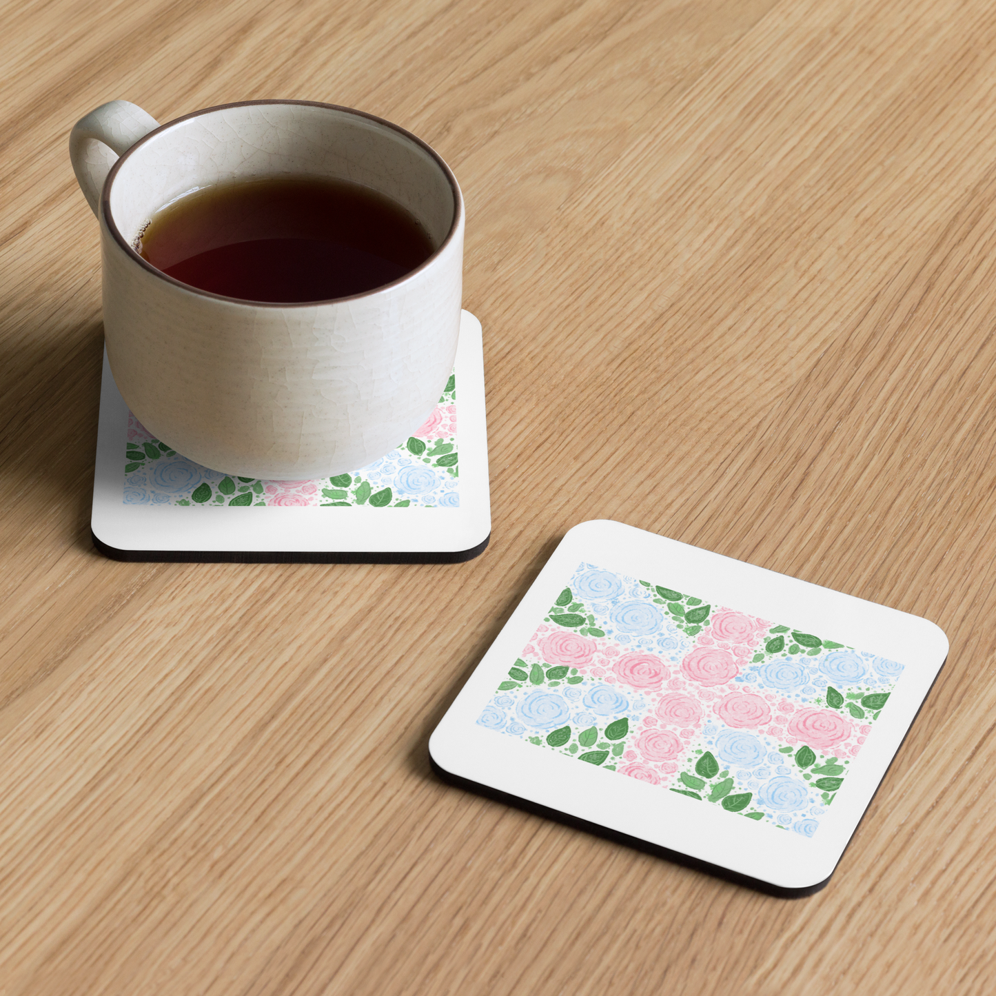 Floral Flag English Rose Coaster (Individual Coaster - 1 Unit)