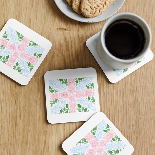 Floral Flag English Rose Coaster (Individual Coaster - 1 Unit)