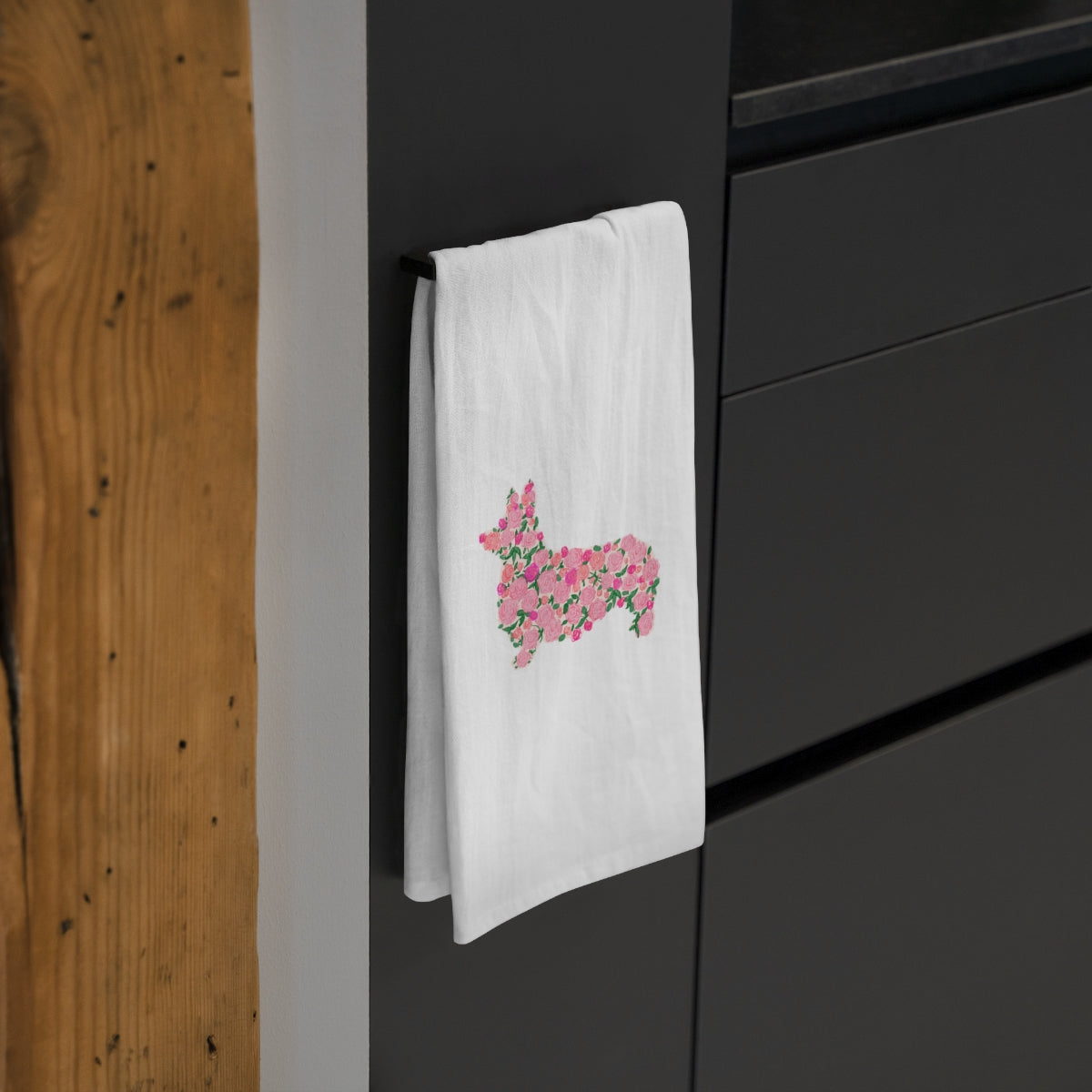 Floral Corgi Tea Towel