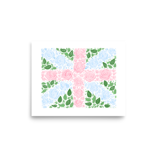 Floral Flag English Rose Art Print