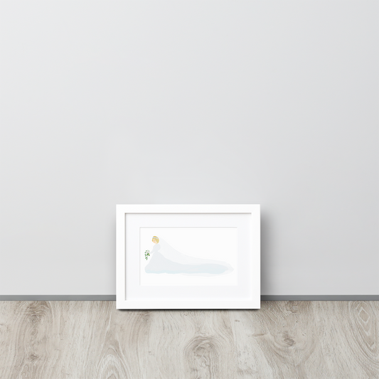 Princess Diana Royal Wedding Art Print with White Frame and Mat