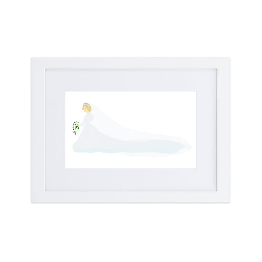 Princess Diana Royal Wedding Art Print with White Frame and Mat