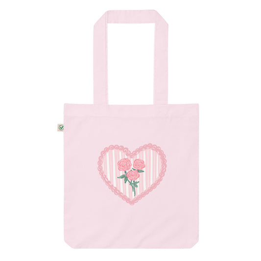Stems & Stripes Organic Cotton Pink Tote Bag