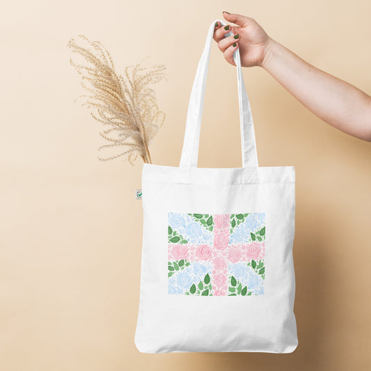 Floral Flag English Rose Organic Cotton Tote Bag