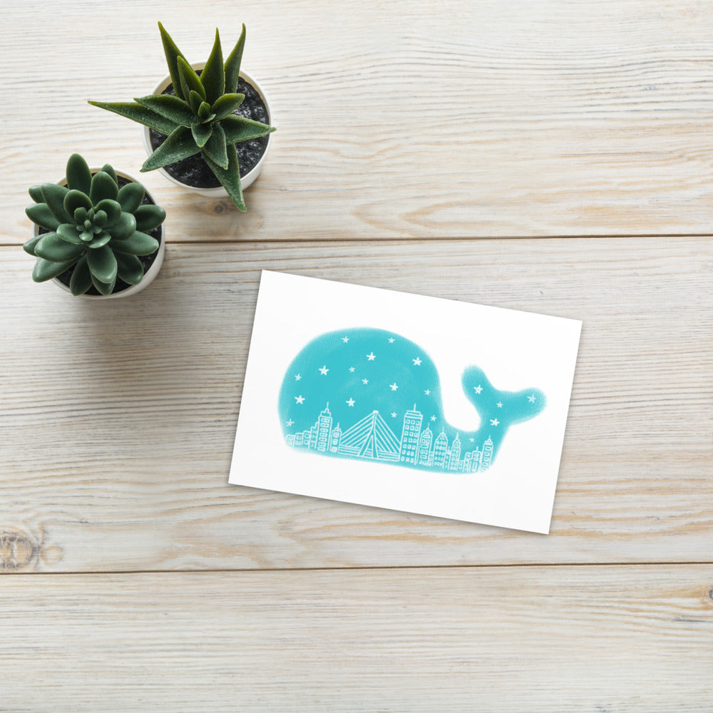 City Skyline Whale Postcard