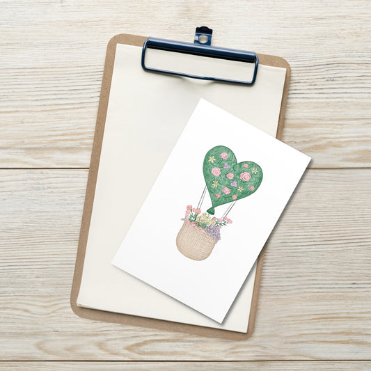 Heart Air Balloon Postcard
