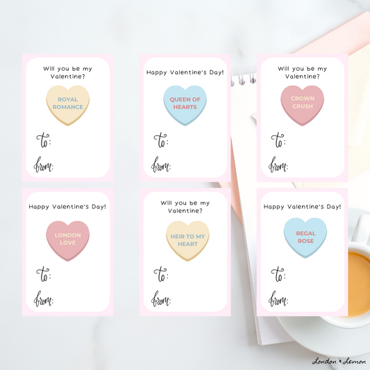 Royal Valentine's Day Cards - Crown Conversation Hearts  [Digital Download]