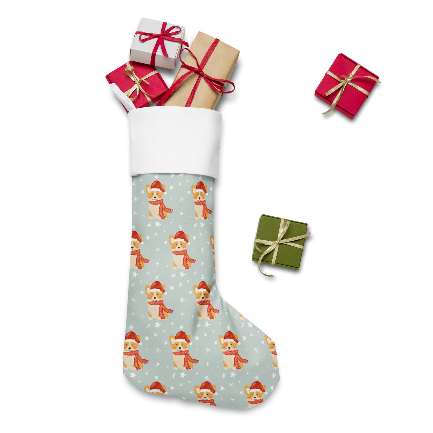 Christmas Corgi Print Stocking