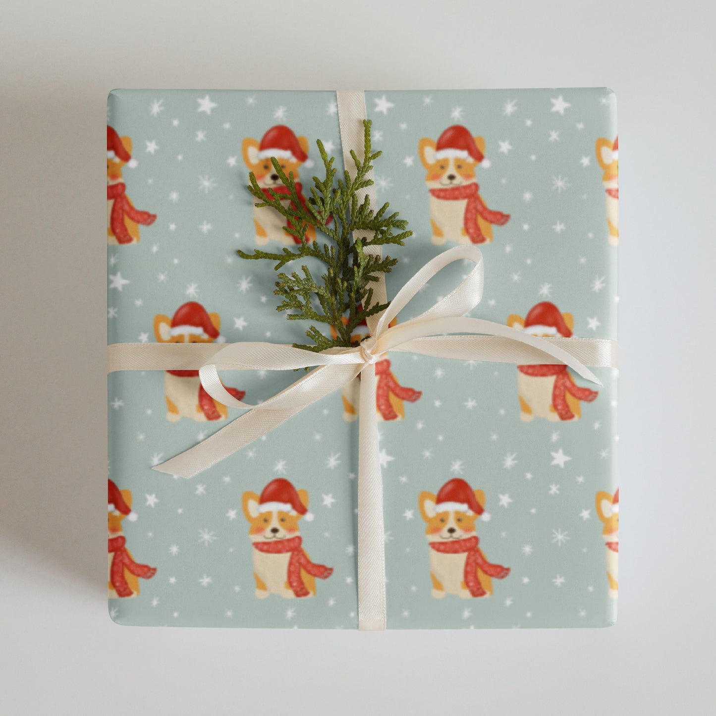 Christmas Corgi Wrapping Paper Sheets