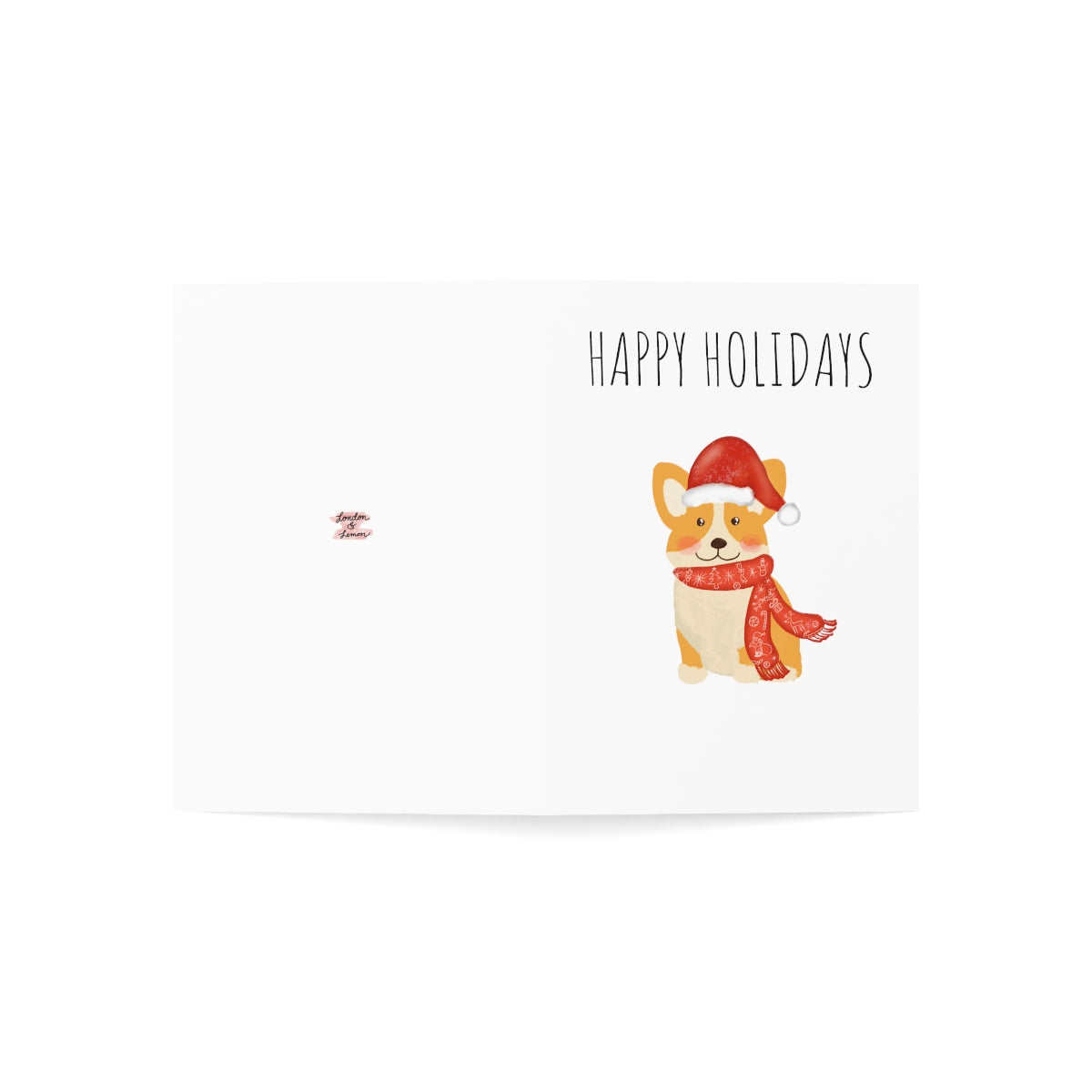 Christmas Corgi 5" x 7"  Folded Greeting Cards