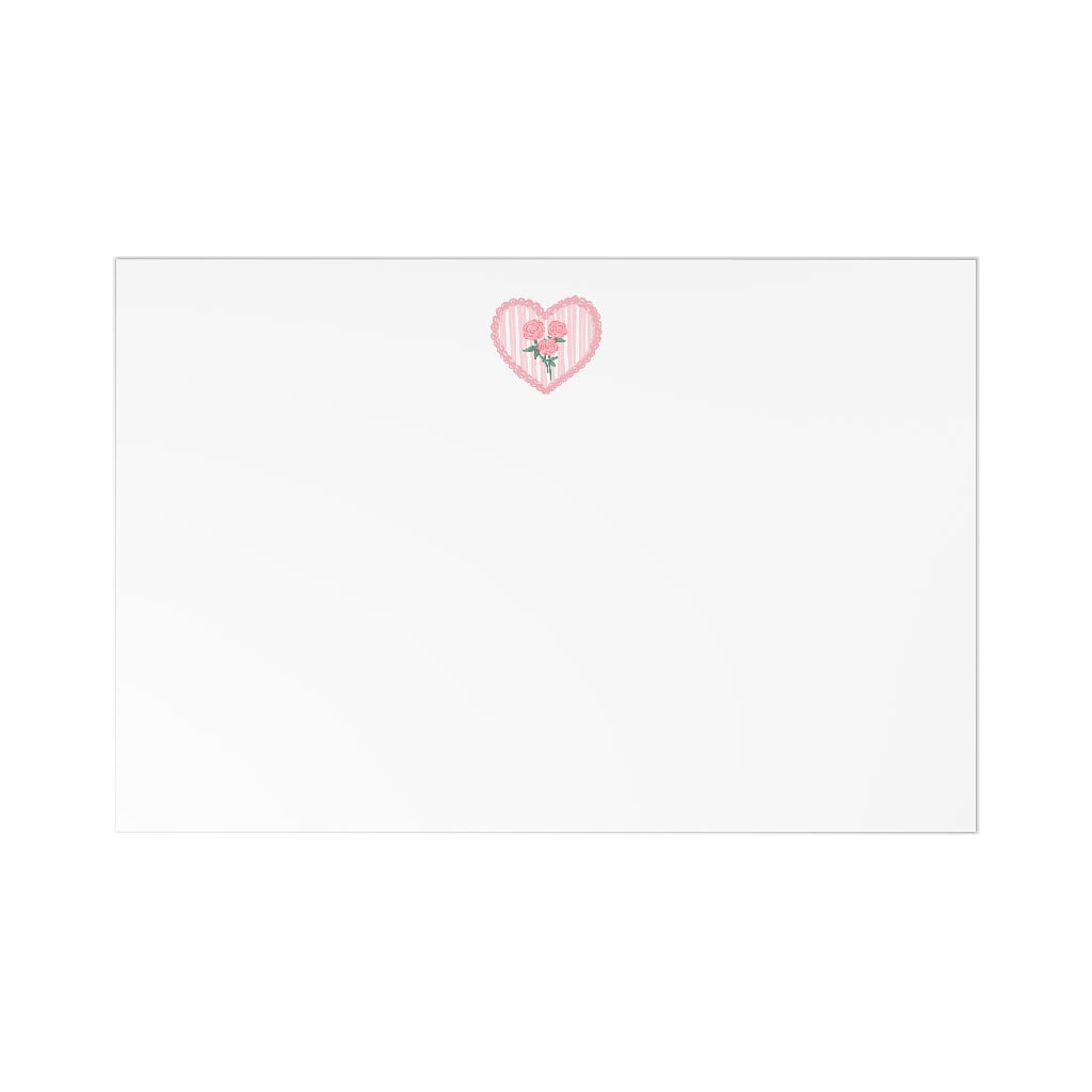 Stems & Stripes Floral Heart Note Cards (7 pcs)