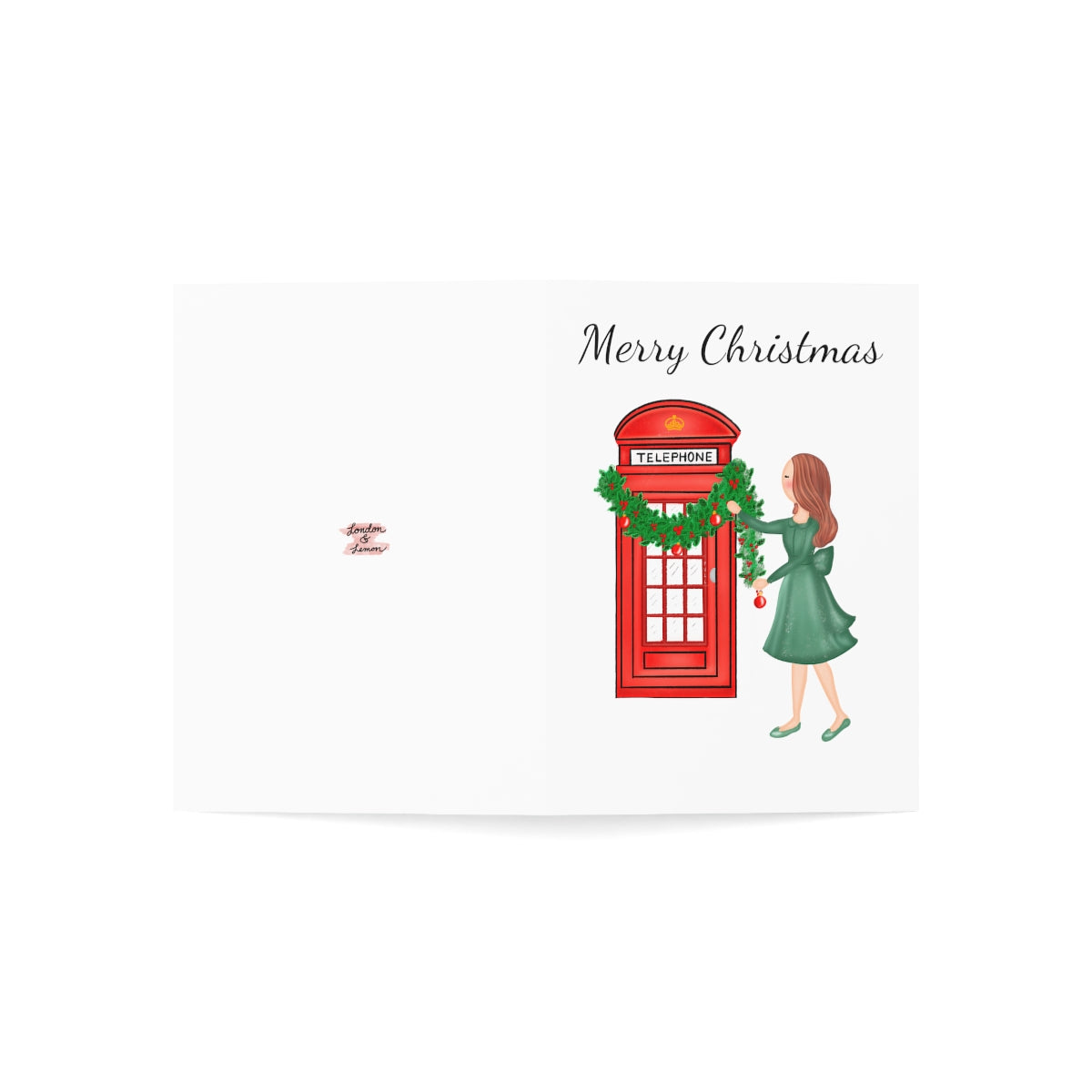 Deck the Booth with Boughs of Holly London Christmas 5" x 7" Folded Greeting Cards