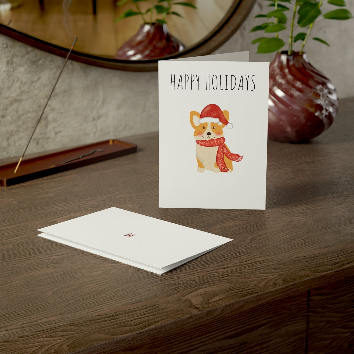 Christmas Corgi 5" x 7"  Folded Greeting Cards