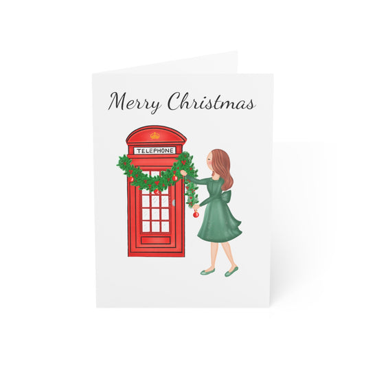 Deck the Booth with Boughs of Holly London Christmas 5" x 7" Folded Greeting Cards