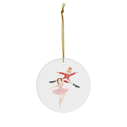 Ballerina & Nutcracker Ceramic Ornament
