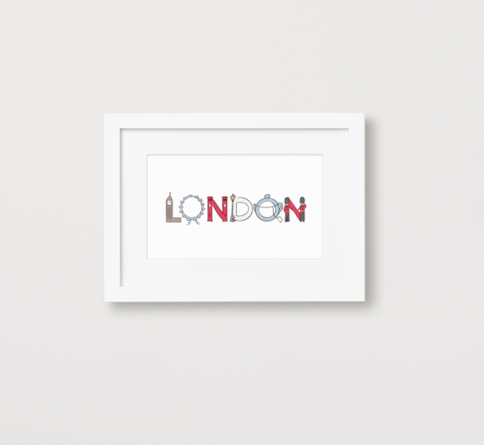 London Landmarks Framed Art Print With White Frame and Mat