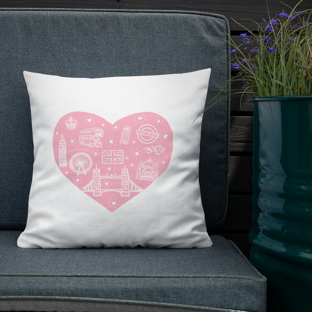 London Love British Icons Throw Pillow