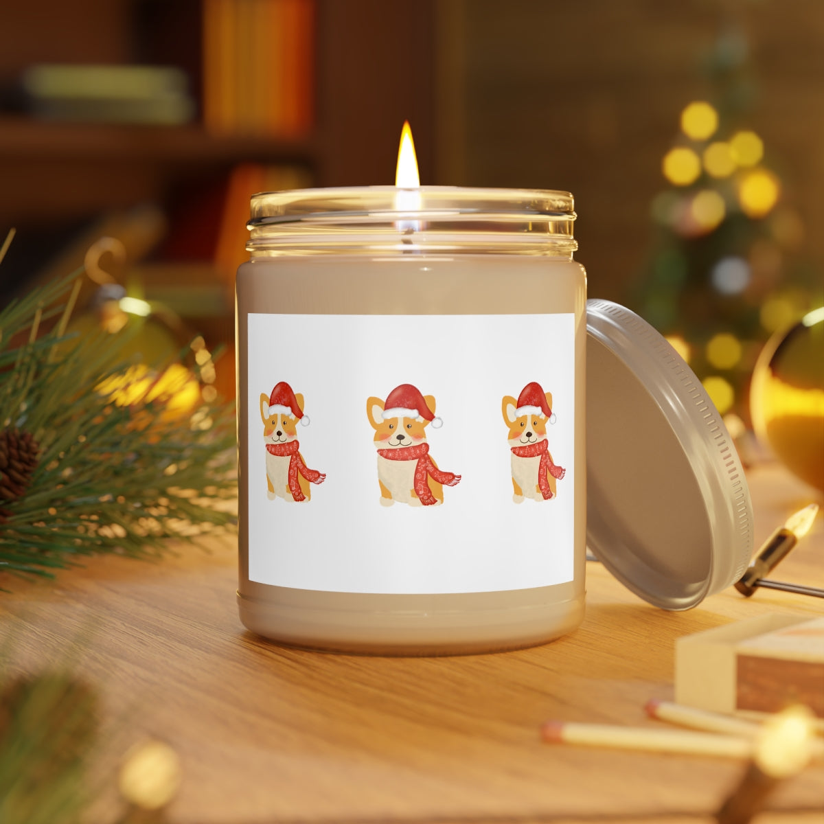 Christmas Corgis Candle