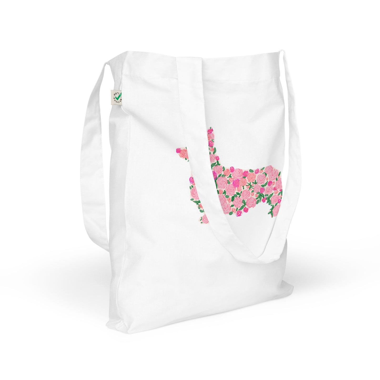 Corgi Floral Print Organic Tote Bag