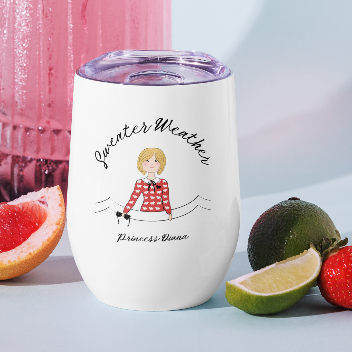 Princess Diana Sweater Weather 12 oz Stainless Steel Tumbler