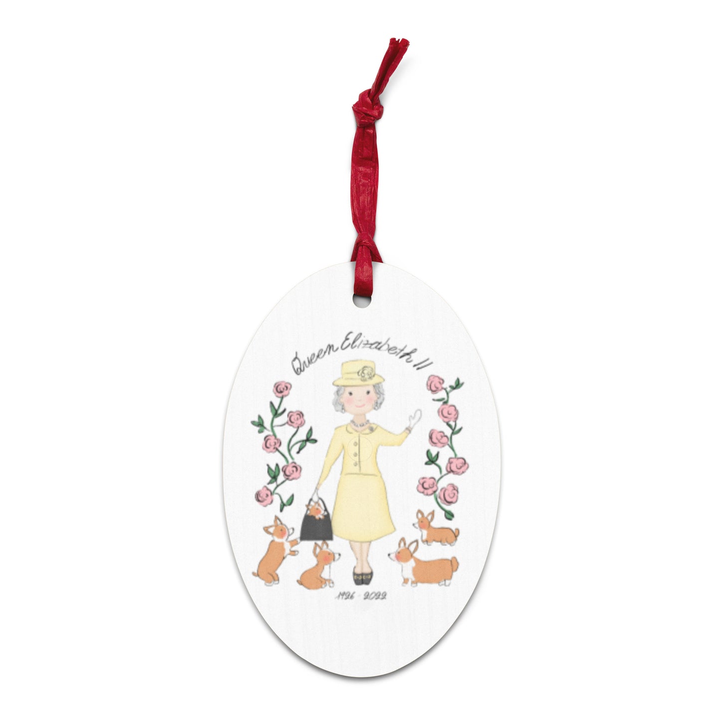 Queen Elizabeth II Tribute Rustic Wooden Ornament