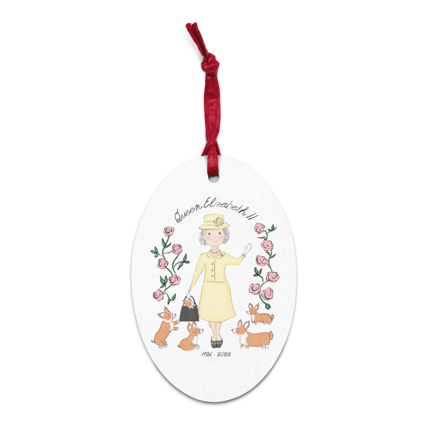 Queen Elizabeth II Tribute Rustic Wooden Ornament